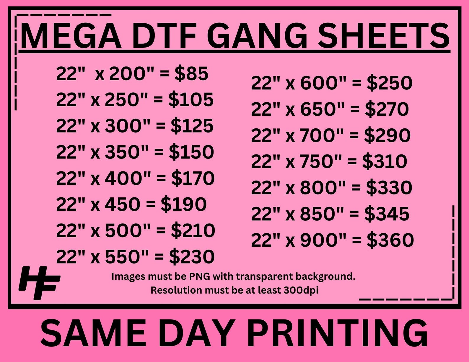 22" Custom DTF Gang Sheet | Direct to Film Transfers | DTF Transfers ...