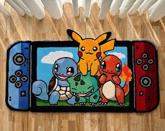 Alfombra personalizada hecha a mano con mechones: decoración colorida inspirada en videojuegos de anime