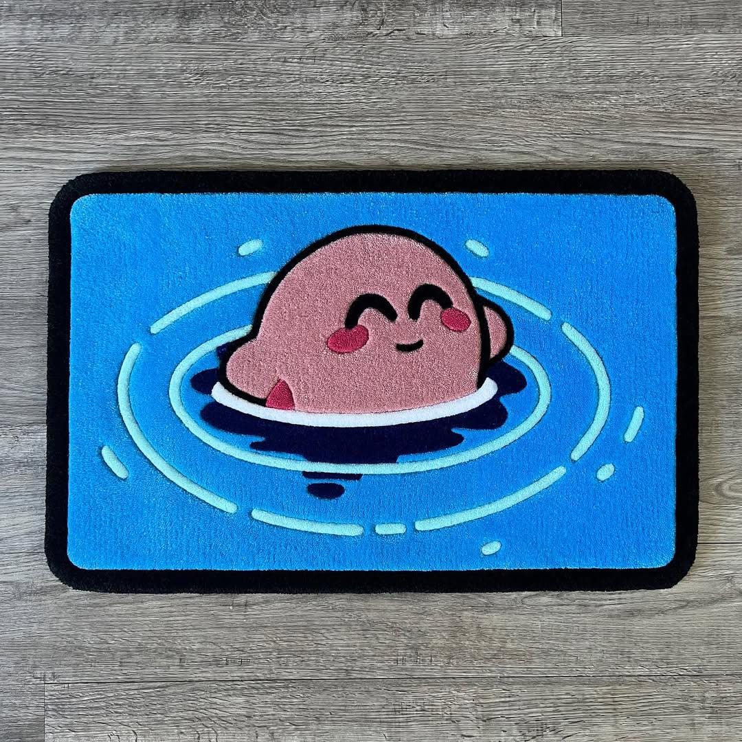 Puff Ball Rug Custom Pink Puff Hero Rug | Handmade Cute Round Game Character Carpet ...