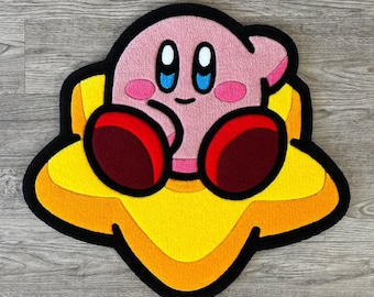 Op maat gemaakt, getuft roze tapijt met karakter voor animefans en gamers, esthetische kamerinrichting, schattig vloerkleed