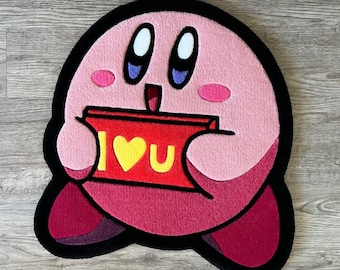 Alfombra rosa con mechones personalizada y hecha a mano para fanáticos del anime y jugadores, decoración estética de la habitación, alfombra linda