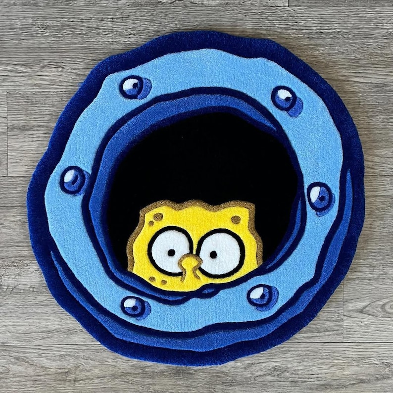 Custom Tufted Yellow Cartoon Character Rug: Handmade Acrylic Yarn Decor ...