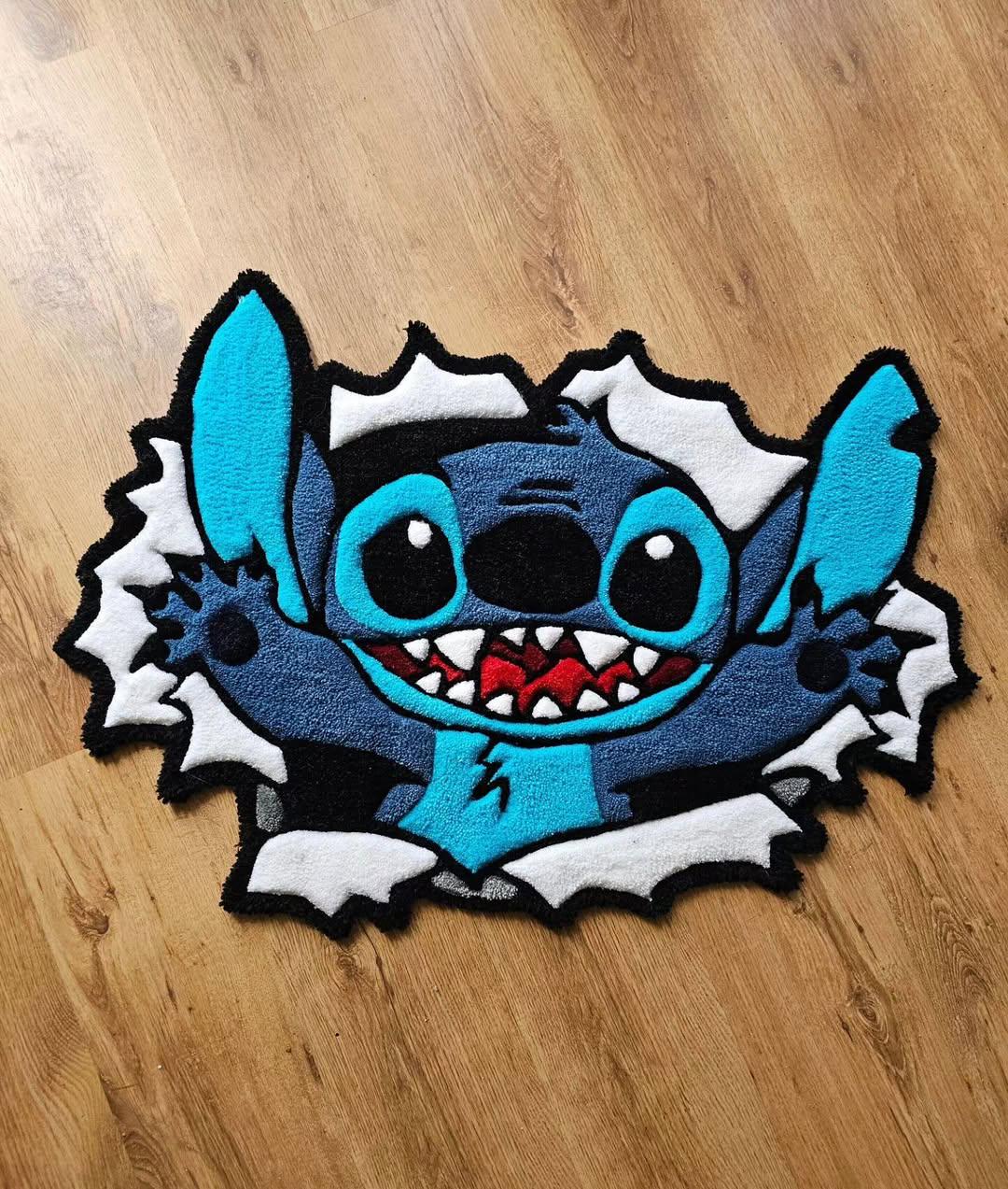 Discover Custom Blue Alien Creature Rug, Hand Tufted Space Friend Carpet, Tropical Island Vibes Decor for Kids Room