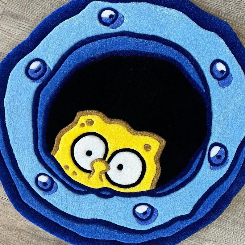 Custom Tufted Yellow Cartoon Character Rug: Handmade Acrylic Yarn Decor ...