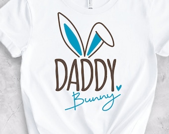 Daddy Bunny Blue Transfers, Clear Film, Full Color, Ready to Press, Heat Transfer, Direct to Film Print, Rabbit Ears, Family