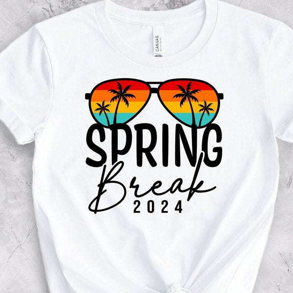 Spring Break 2024 DTF Transfers, Clear Film, Ready to Press, Heat Transfer, Direct to Film Print, Spring Break, Sunglasses, Palm Tree