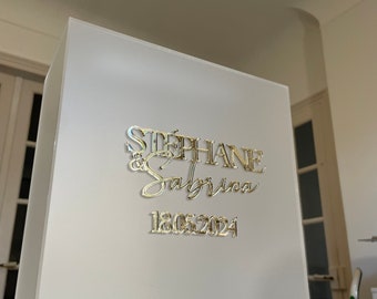 Personalized plexiglass urn for weddings and events (married first names + date of event)