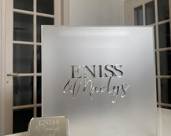 Urne en plexiglass personnalisée pour mariage et événements (prénoms mariés uniquement)