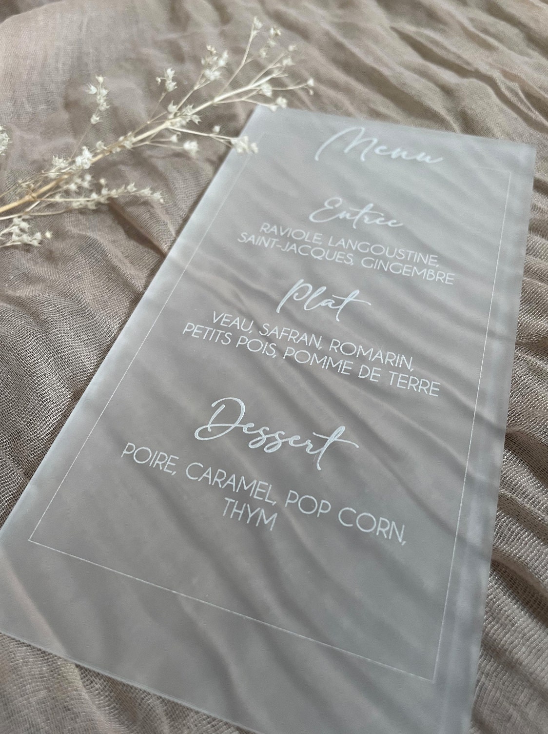Rectangular Menus Rectangular Menu in Engraved Plexiglass colors of Your Choice - Etsy UK