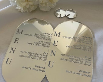 Menu ovale en plexiglass gravé (coloris au choix)