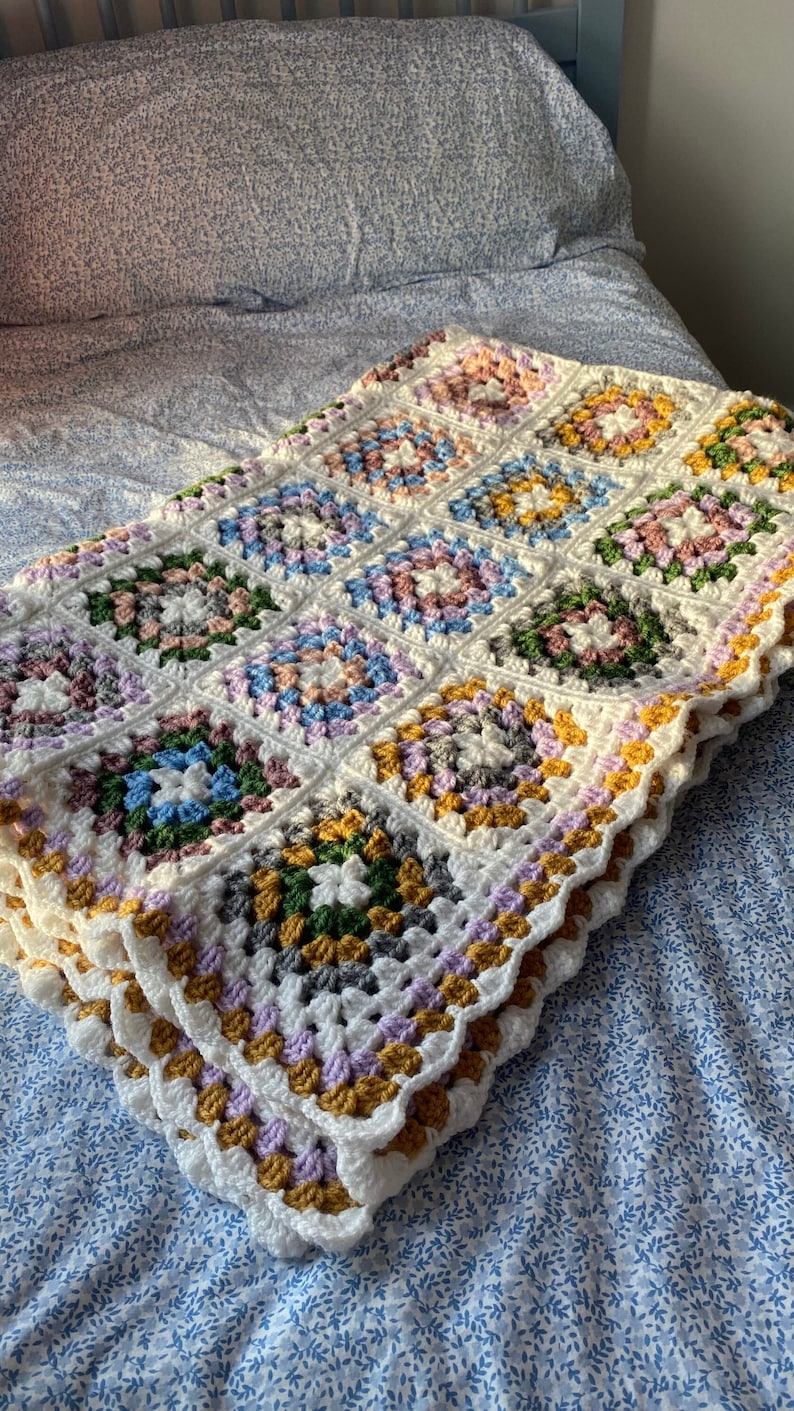 Crochet Granny Square Blanket Etsy