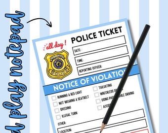 Police Ticket Pretend Play Notepad - 50 Pages per Notepad