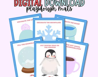 10 WinterThemed Print At Home Playdough Mats - Set of 10