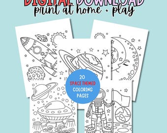 20 Outer Space Print At Home Coloring Pages - Set of 20