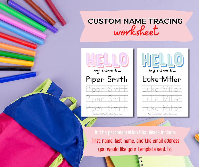 Custom Name Tracing Worksheet | Printable - Etsy