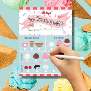 Ice Cream Shop Pretend Play Notepad - 50 Pages per Notepad