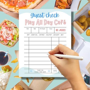 Restaurant Guest Check Pretend Play Notepad - 50 Pages per Notepad