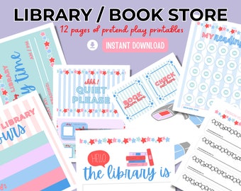 Pretend Play Library Printable Bundle for Kids (Instant Download)