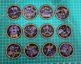 Zodiac Sign Astronomy Patches (Velcro Backing)