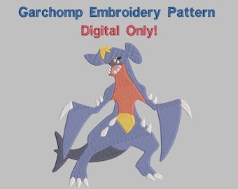 Garchomp Embroidery Pattern