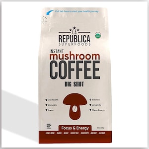 La Republica USDA Organic Fair-Trade BIG SHOT Mushroom Coffee (120 Serving Bag caffeinated)