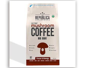 La Republica USDA Organic Fair-Trade BIG SHOT Mushroom Coffee (120 Serving Bag caffeinated)