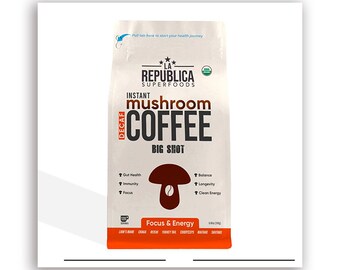DECAF La Republica Organic Fair-Trade BIG SHOT Mushroom Coffee 120 Servings (Decaffeinated)