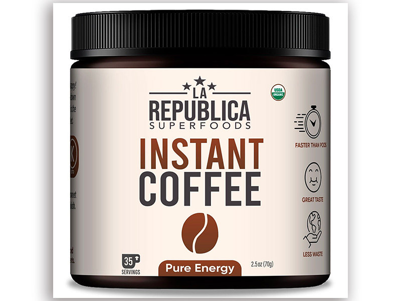 La Republica USDA Organic PURE ENERGY Fair-Trade Instant Coffee (gut friendly lower acid) 35 Servings