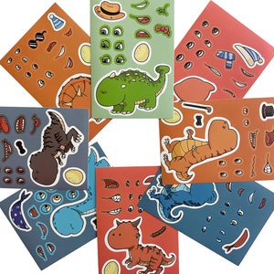 Verscheidenheid 8 stuks DIY emotiestickers, dinosaurussen schattige waterdichte stickers Kawaii Dino stickers, perfect voor het versieren van laptops, waterflessen