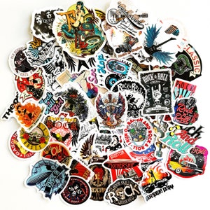 50 Pcs Rock Band Stickers Pack, Punk Rock and roll Stickers,Classic Music Stickers for Guitar Water Bottles Laptop Phone Skateboard Luggage