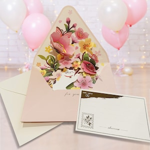 Pop Up Grußkarte, Blumen 3D Popup Karten für Geburtstag Jahrestag, Muttertag, Erntedank, Abschlussfeier, Hochzeit, Liebeskarte