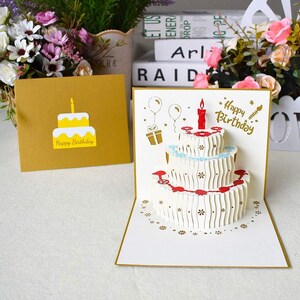 Cartes d'anniversaire pop-up 3D, carte de joyeux anniversaire pour réchauffer un gâteau d'anniversaire
