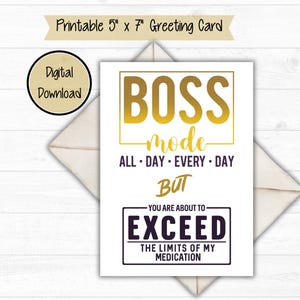 Boss&#39;s Day Funny Greeting Card, Boss Card, Manager, Card from Staff, Card from Coworkers, Co-worker, Thank You, Boss Day, 5x7 Printable Card