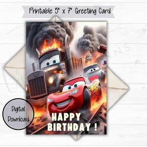 Disney Cars Thema Geburtstagskarte - DIGITAL DOWNLOAD - Printable, Cars Jedes Alter, Sohn, Enkel, Bruder