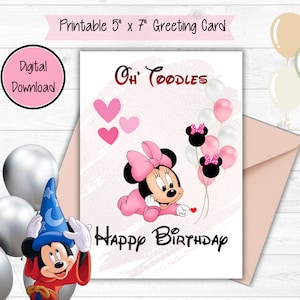 Minnie Mouse Birthday Card/ Disney/ Daughter/ Grand-daughter/ Niece / Digital Download/ 5x7 inches