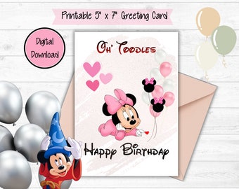 Minnie Mouse Birthday Card/ Disney/ Daughter/ Grand-daughter/ Niece / Digital Download/ 5x7 inches