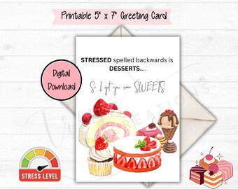 Cheer up card download, Feel better, Encouragement card, Here for you, I got you some sweets printable download, instant download