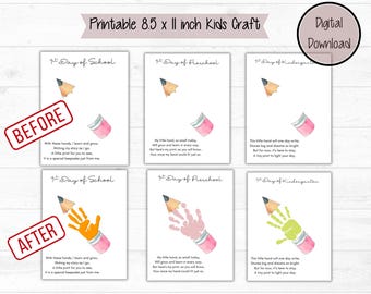 Pencil First Day of School Handprint Craft, Back To School Printable, Handprint School Craft, Preschool Craft Printable, Kindergarten Craft