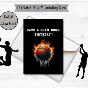 Basketball Digital druckbare Geburtstagskarte, druckbare Karte für Jugendliche, Sohn, Tochter, digitaler Download, 5 x 7 Karte