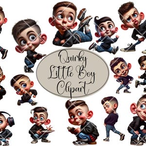 14 Whimsical Quirky Boy Clipart, Cute Whimsical Boy, PNG Cliparts, Instant Download, Boy Clipart