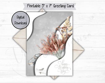 Wedding Day Card Digital Download Printable Card, Bridal Shower Card, Print at home 5x7 card, Wedding Congratulations Card