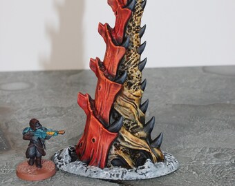 Painted Alien Hive Tall Spire B for Warhammer 40,000 with Tyranids, and for TTRPGs