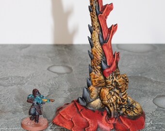 Painted Alien Hive Tall Spire A for wargames like Warhammer 40,000 with Tyranids, and for TTRPGs