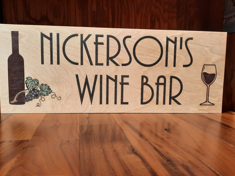 Personalized Wood Bar Sign, Home Bar Sign, Wine Sign, Custom Wood Sign