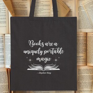 Bookish Quote Tote, Tote for Readers, Gift for Readers, Gift for Booklovers, Stephen King Quote Tote Bag, Tote Bag for Booklovers