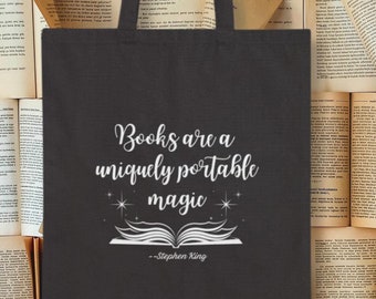 Bookish Quote Tote, Tote for Readers, Gift for Readers, Gift for Booklovers, Stephen King Quote Tote Bag, Tote Bag for Booklovers
