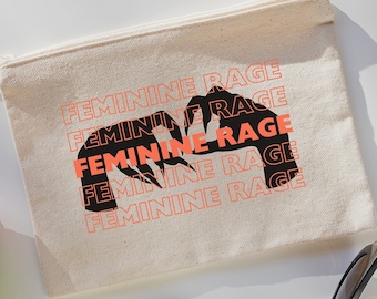 Torebka na akcesoria Feminine Rage, Torebka kobieca, Prezent dla niej, Boska kobieca torba, Torba na prawa człowieka, Torebka feministyczna, Równość, Torba aktywistki