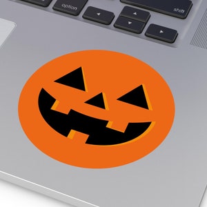 Jack O Lantern Halloween Round Vinyl Stickers, Halloween Vinyl Stickers, Jack-o-lantern Sticker, Spooky Season Halloween Vinyl Sticker