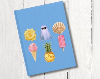 Summerween Blank Journal, Summer Halloween Spooky Beach Notebook, Summerween Beach Journal, Jack O Lantern Ghost Beach Journal Notebook