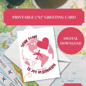 Biglietto di San Valentino da viaggio, Download digitale, Biglietto di San Valentino stampabile, Biglietto per gli amanti dei viaggi, San Valentino da viaggio stampabile, San Valentino viaggiatore
